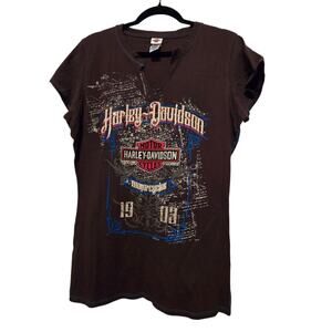 Harley Davidson Fitted Crew Neck T-Shirt Womens XL Motorcycle Biker Colorful